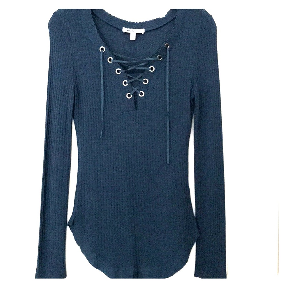 Long sleeve, lace up henley shirt